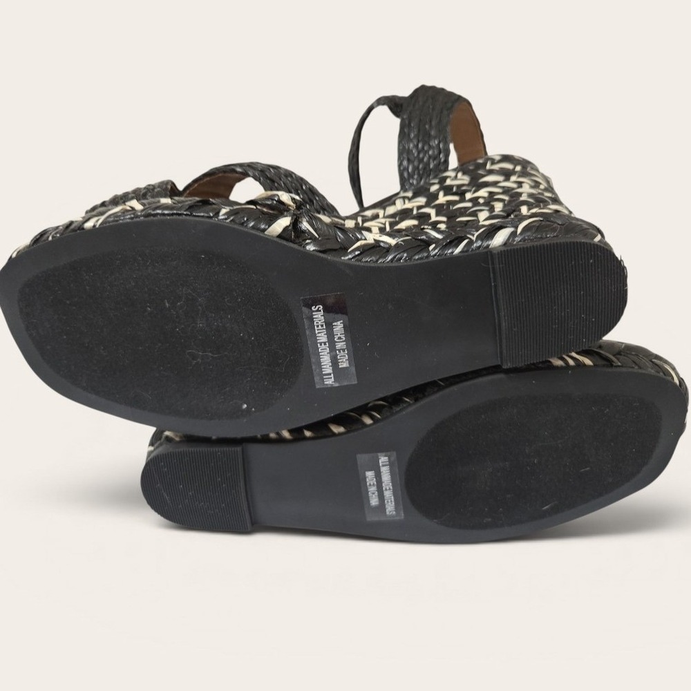 DV‎ Dolce Vita Herd Black Cream Woven Braided 5" Wedge Sandals Womens 8 Strap - Picture 4 of 6